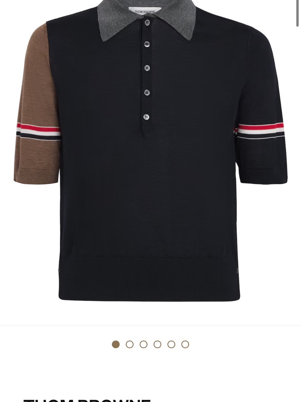 Thom Browne virgin wool knit tri-color polo